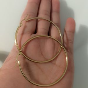 Hoop Earrings 50MM Gold Plated Over Stainless Steel Hoop